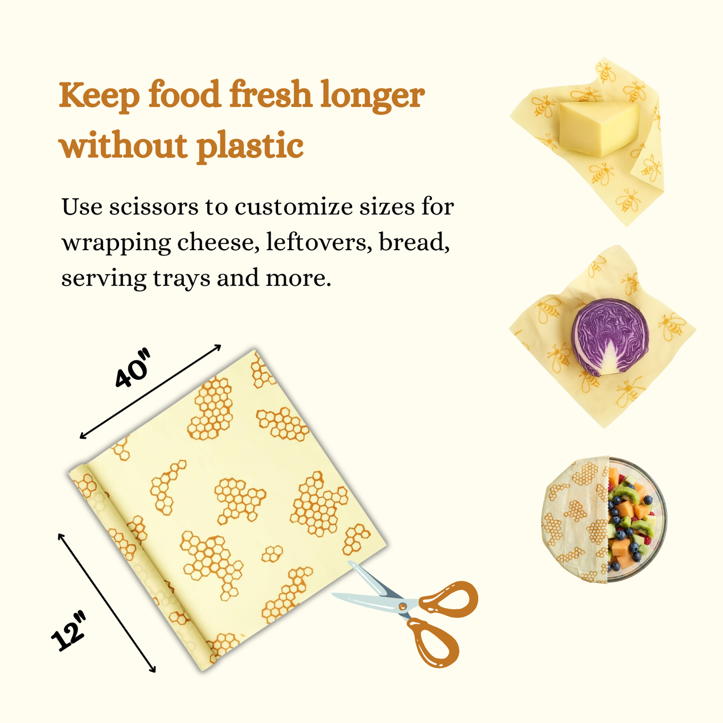 Lorine's Beeswax Wrap for Food - Large Roll