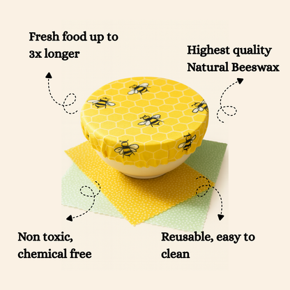 Lorine's Beeswax Wraps for Food (set of 3)