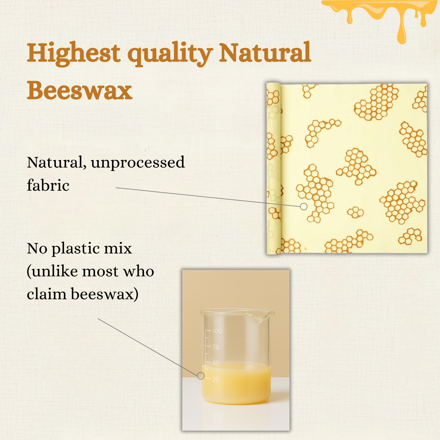 Lorine's Beeswax Wraps for Food (set of 3)
