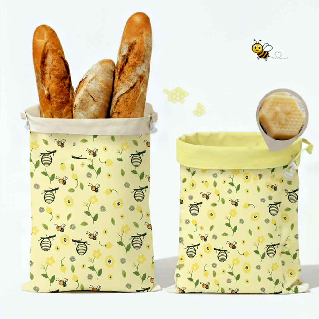 Premium 100% Cotton Beeswax Bread Bags (by Lorine)